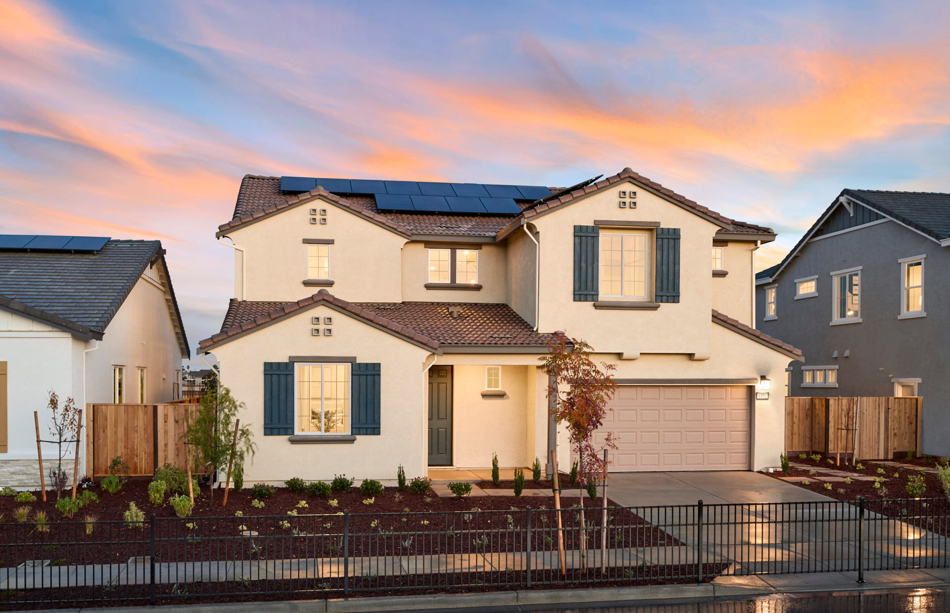 Seagrass home exterior at sunset